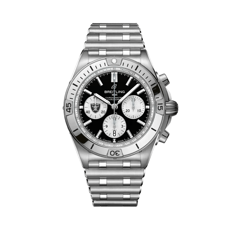 Chronomat B01 42 NFL Las Vegas Raiders Edition, reference AB01342B1B1A1. Link to product details.
