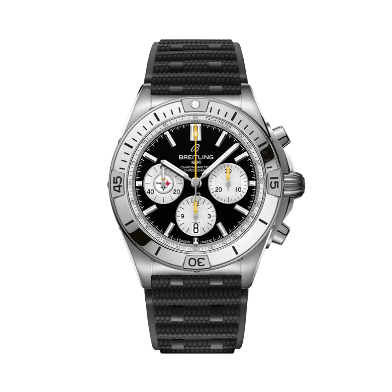 Chronomat B01 42 NFL Pittsburgh Steelers Edition, reference AB01342B1B2S1. Link to product details.