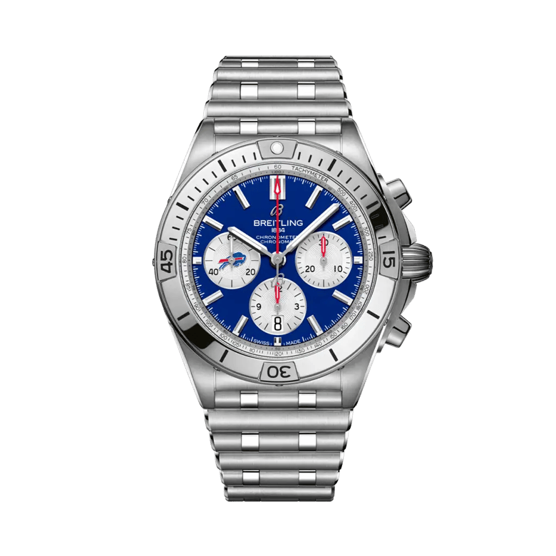 Chronomat B01 42 NFL Buffalo Bills Edition, reference AB01342B1C3A1. Link to product details.