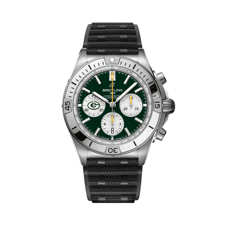 Chronomat B01 42 NFL Green Bay Packers Edition, reference AB01342B1L1S1. Link to product details.