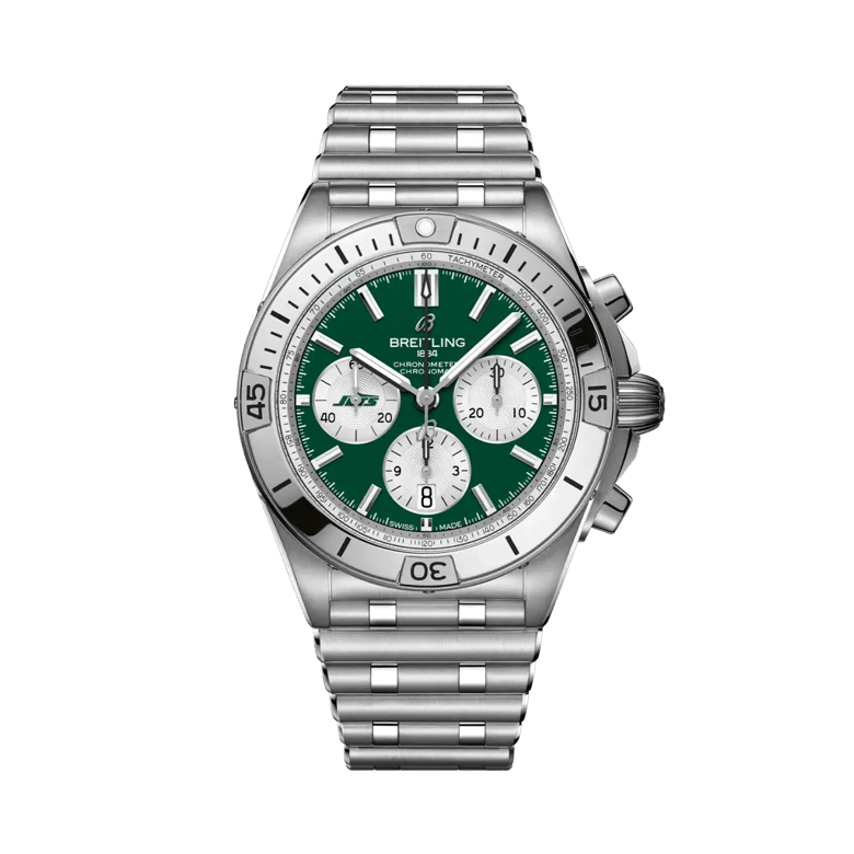 Chronomat B01 42 NFL New York Jets Edition, reference AB01342B1L5A1. Link to product details.