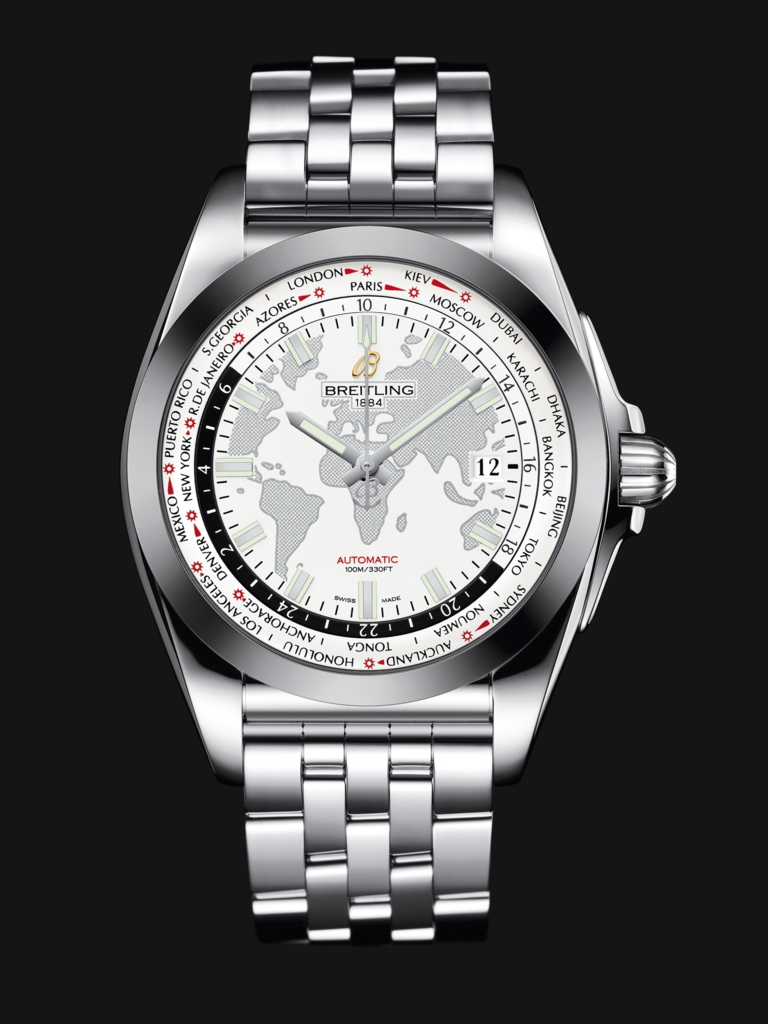 breitling Navitimer Chronometer GMT 46 Automatic Black Dial Crocodile Strap Men's Watch A24322121B2P2