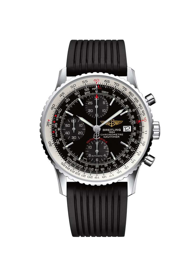 breitling emergency black dial, Exra rubber strap with deployment watch