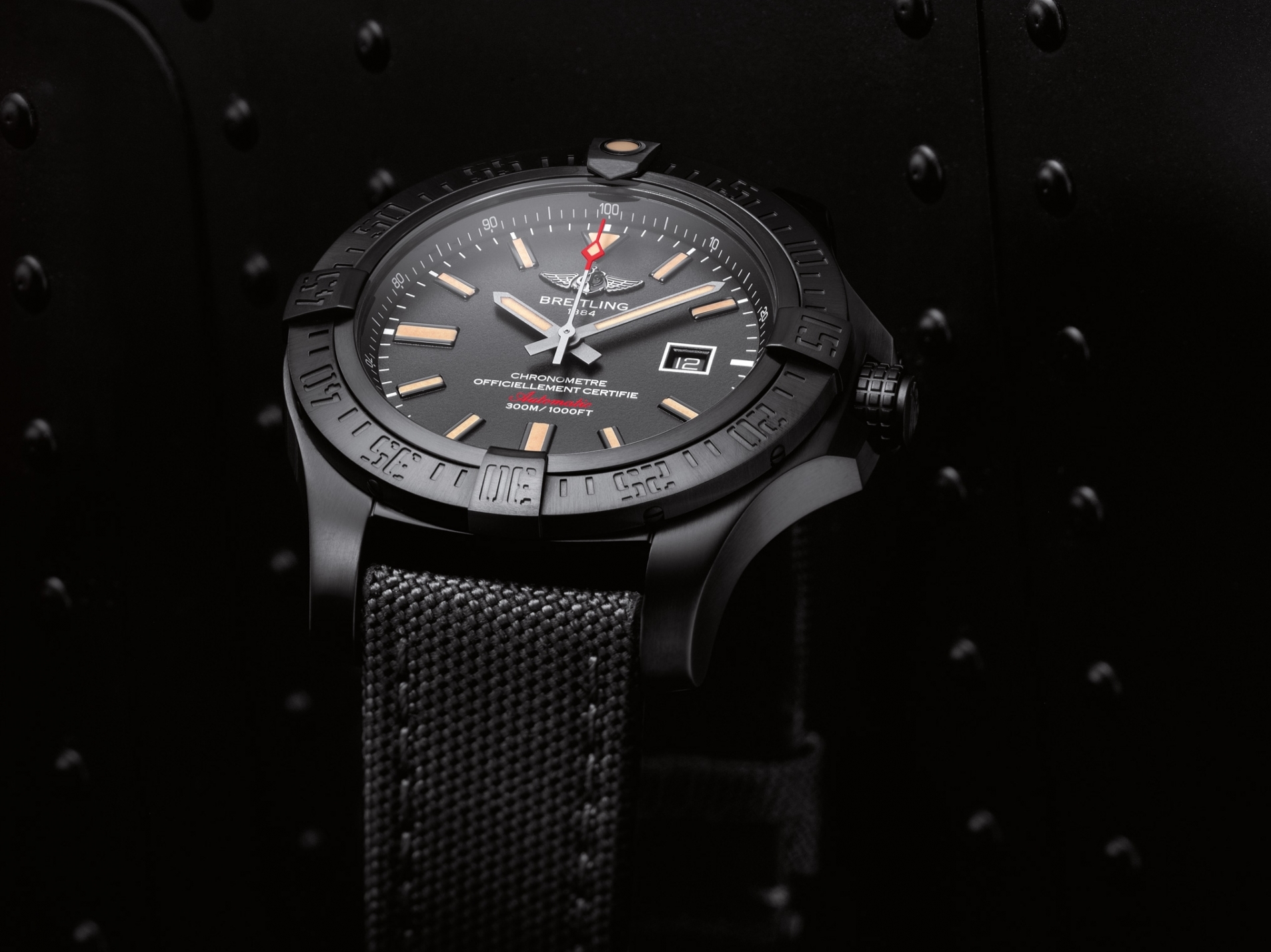 breitling A17384 ultra-ocean stainless steel black dial watch