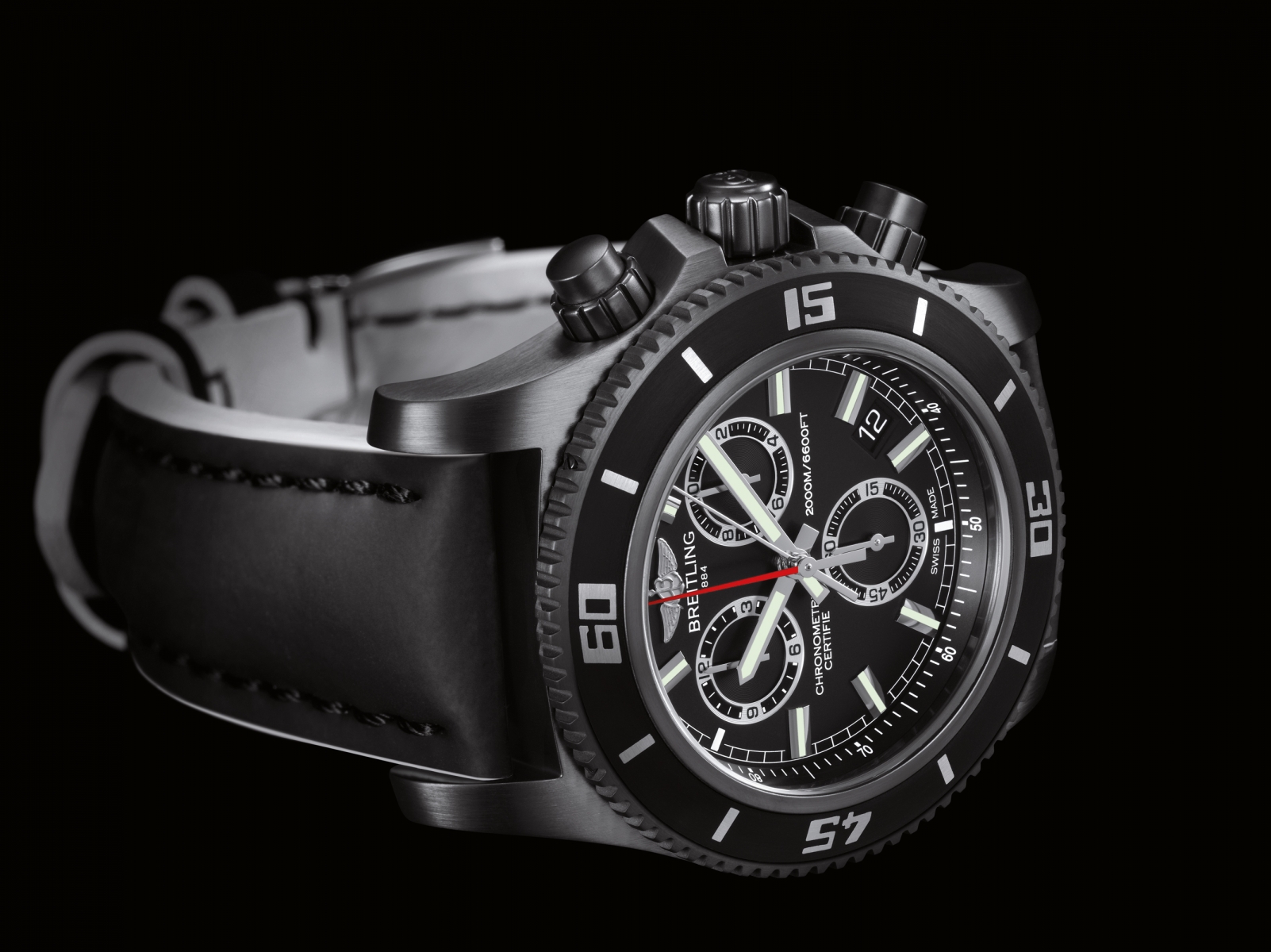 breitling Timing 44 Timing Jet Fleet Limited Edition Black Steel Black Dial Black Rubber Strap MB01109P/BD48 - Year: 2020
