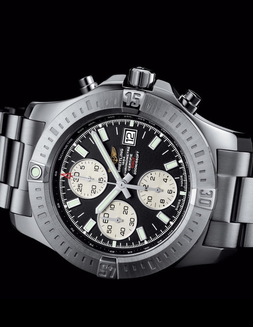 breitling timing 44 stainless steel black dial