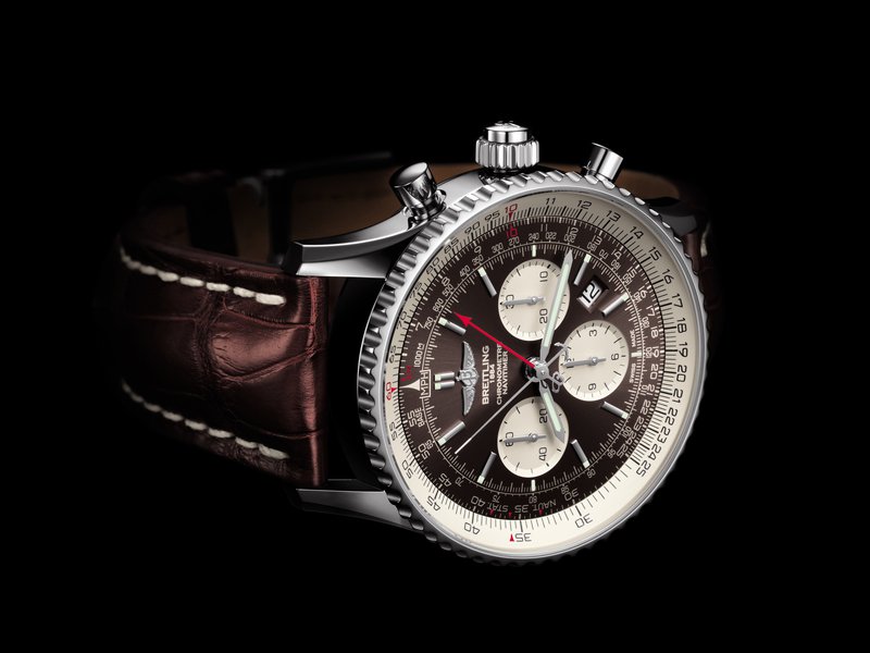 Breitling timed 18k gold s SS watch w/datebreitling Navitimer B01 Chronometer 46mm 18k Red Gold RB0127121F1P2
