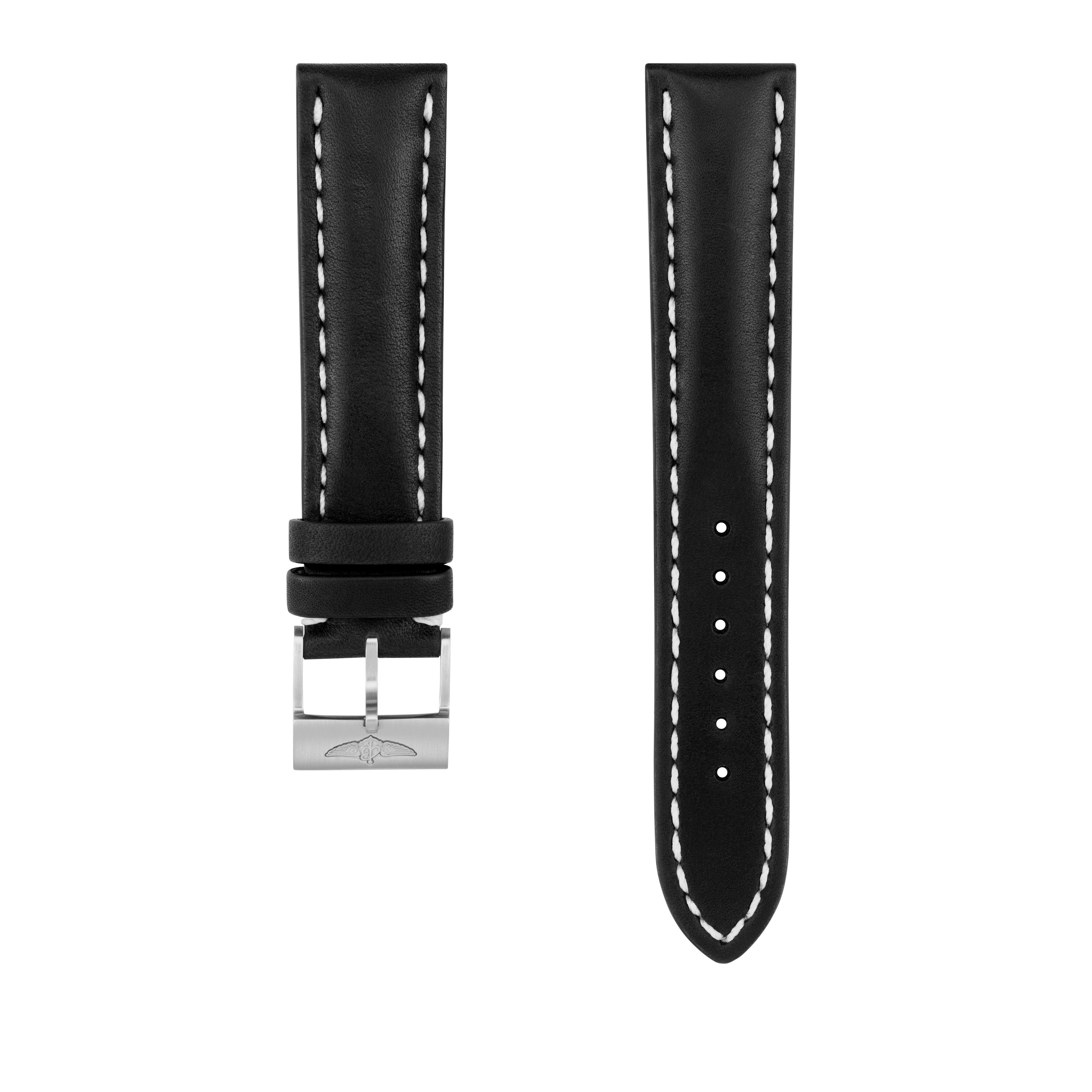 Black novo nappa calfskin leather strap - 20 mm