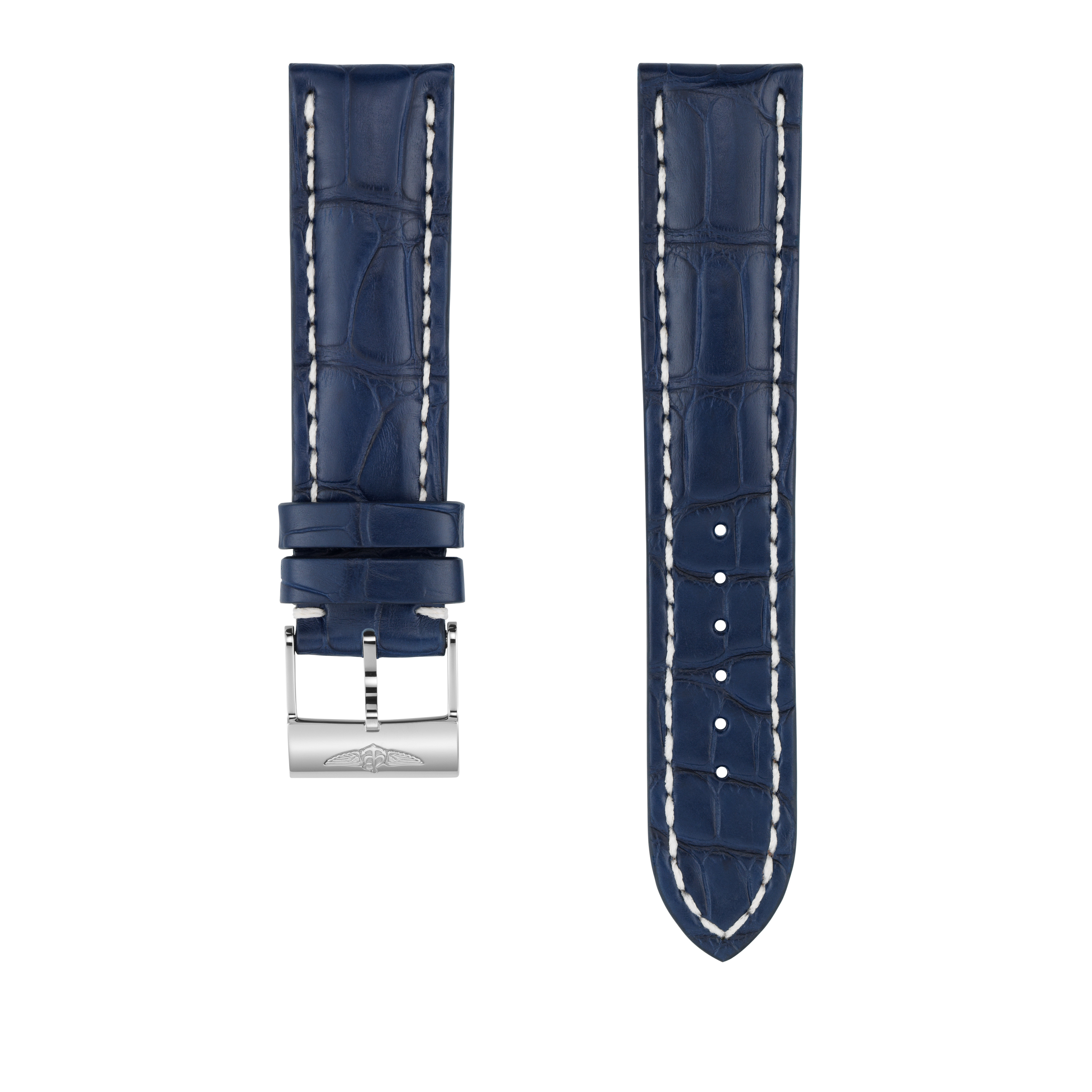 Blaues Alligatorlederarmband - 22 mm