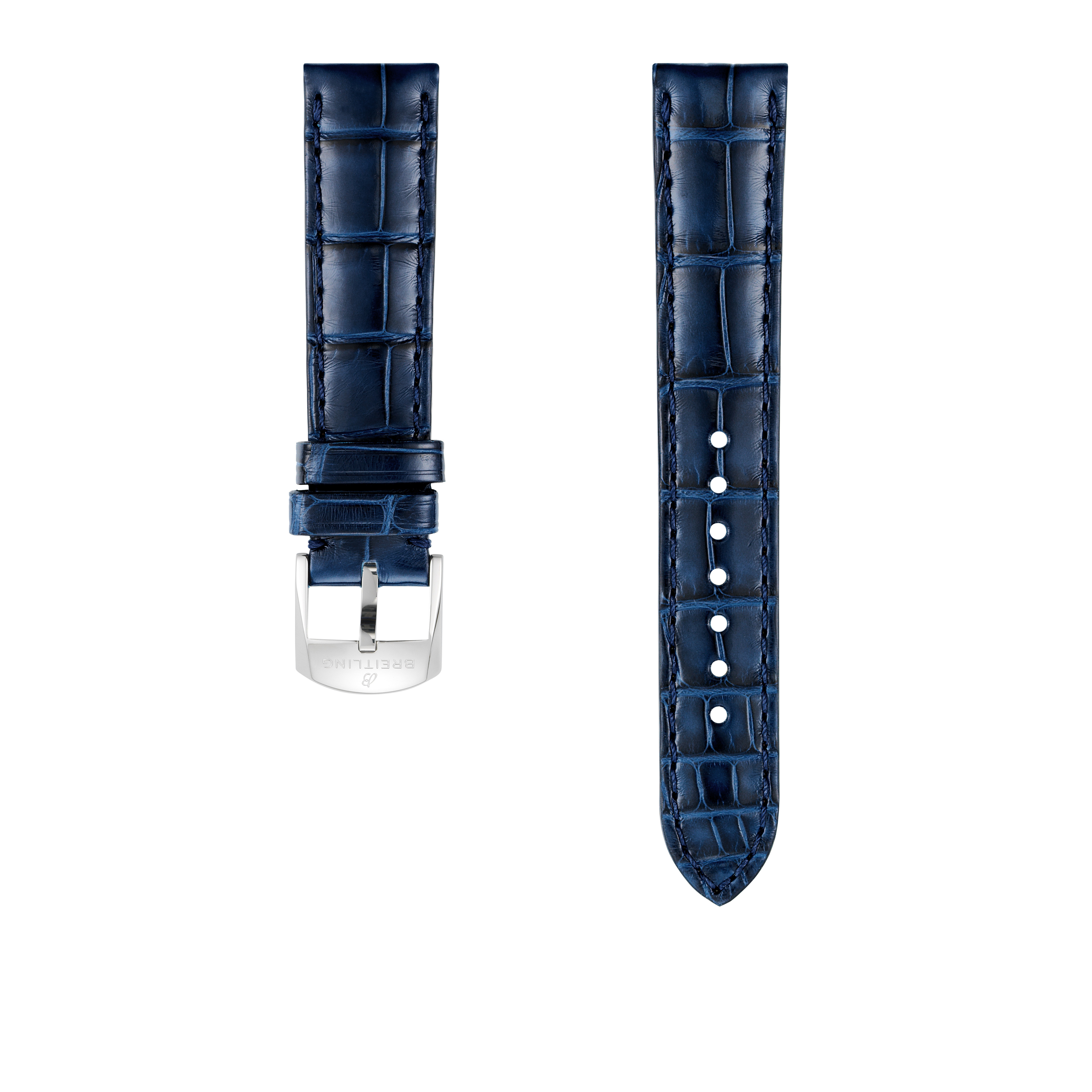 Blue alligator leather strap - 18 mm