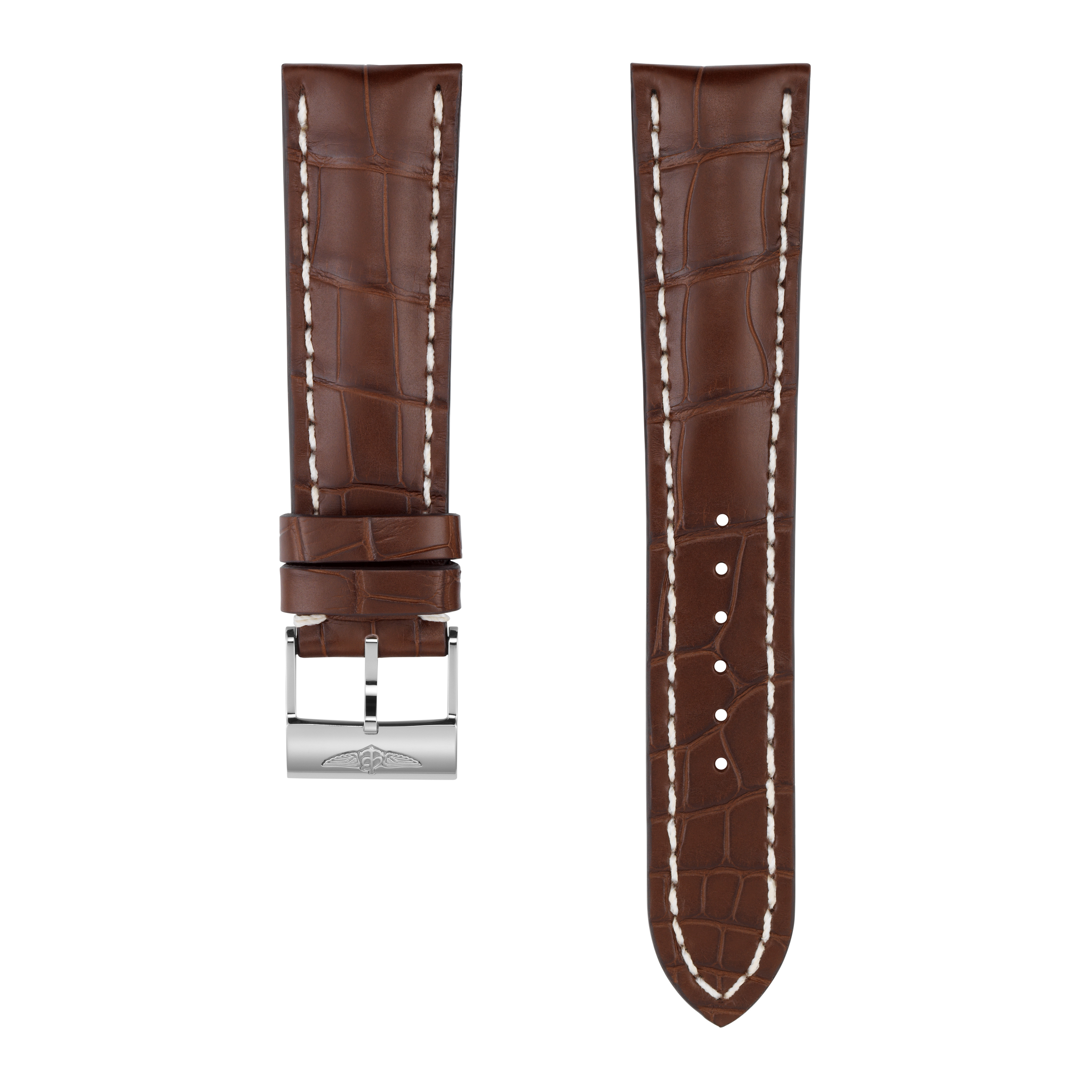 Bracelet en cuir d’alligator marron - 24 mm