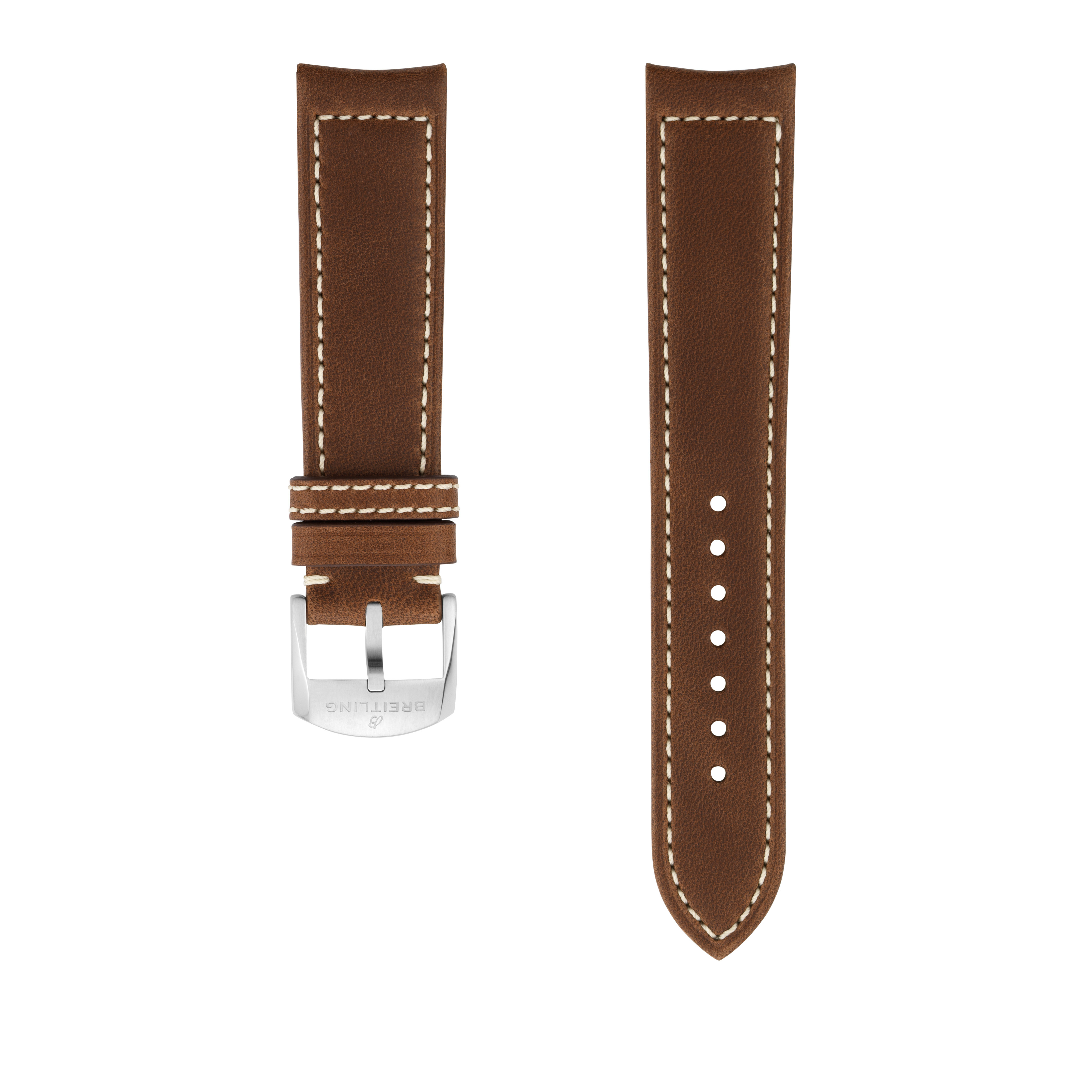 Brown drakkar calfskin leather strap - 20 mm