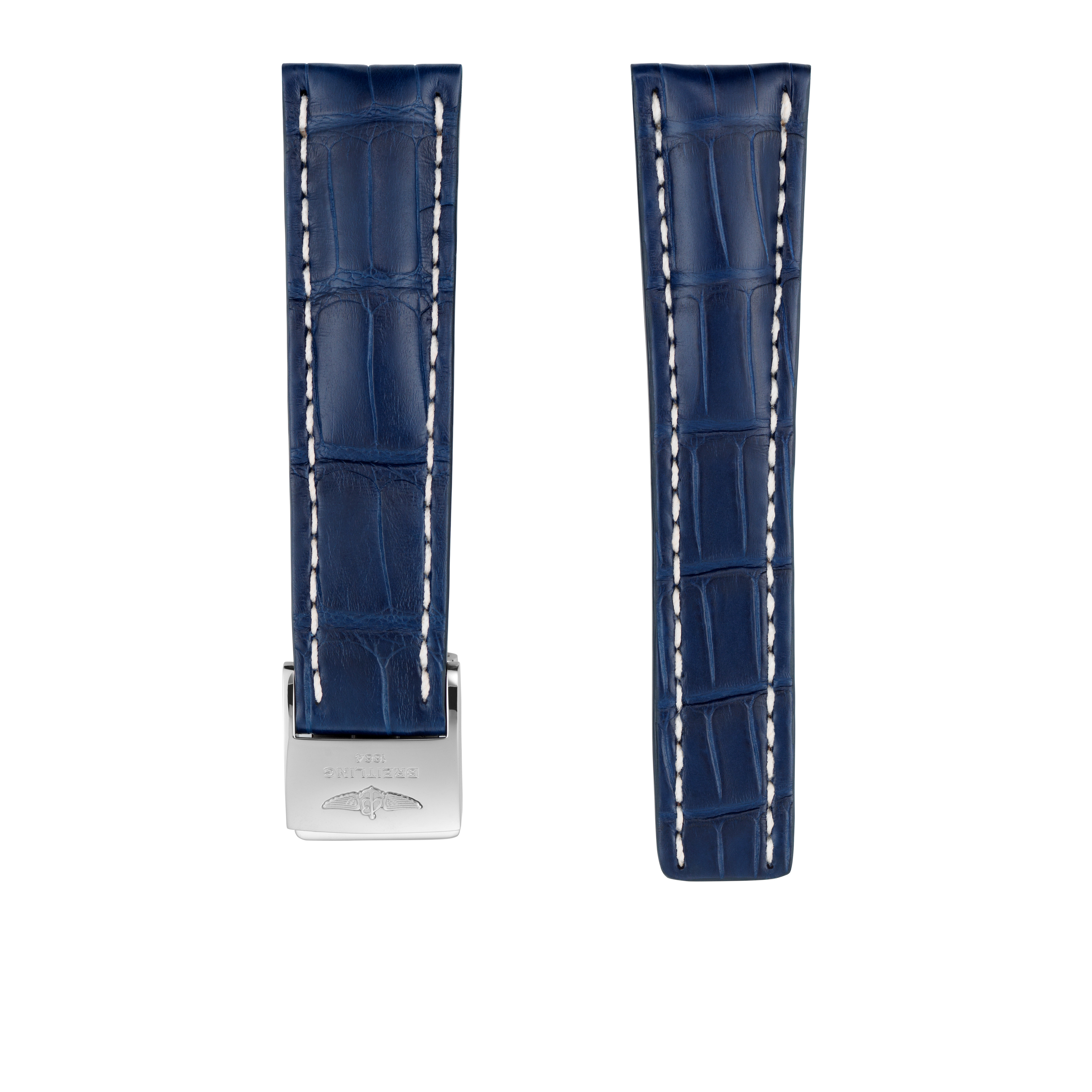 Bracelet en cuir d’alligator bleu - 24 mm