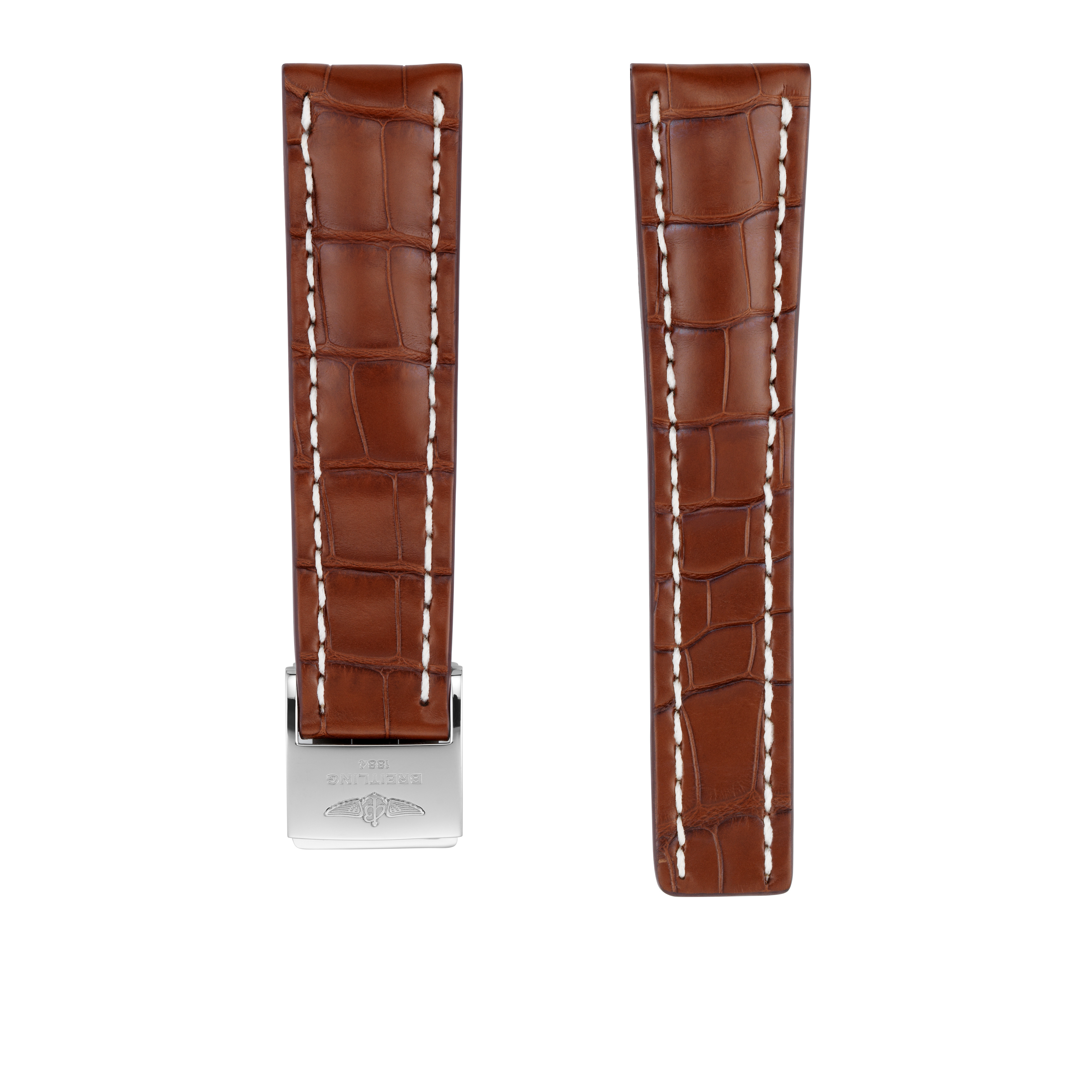 Gold alligator leather strap - 24 mm