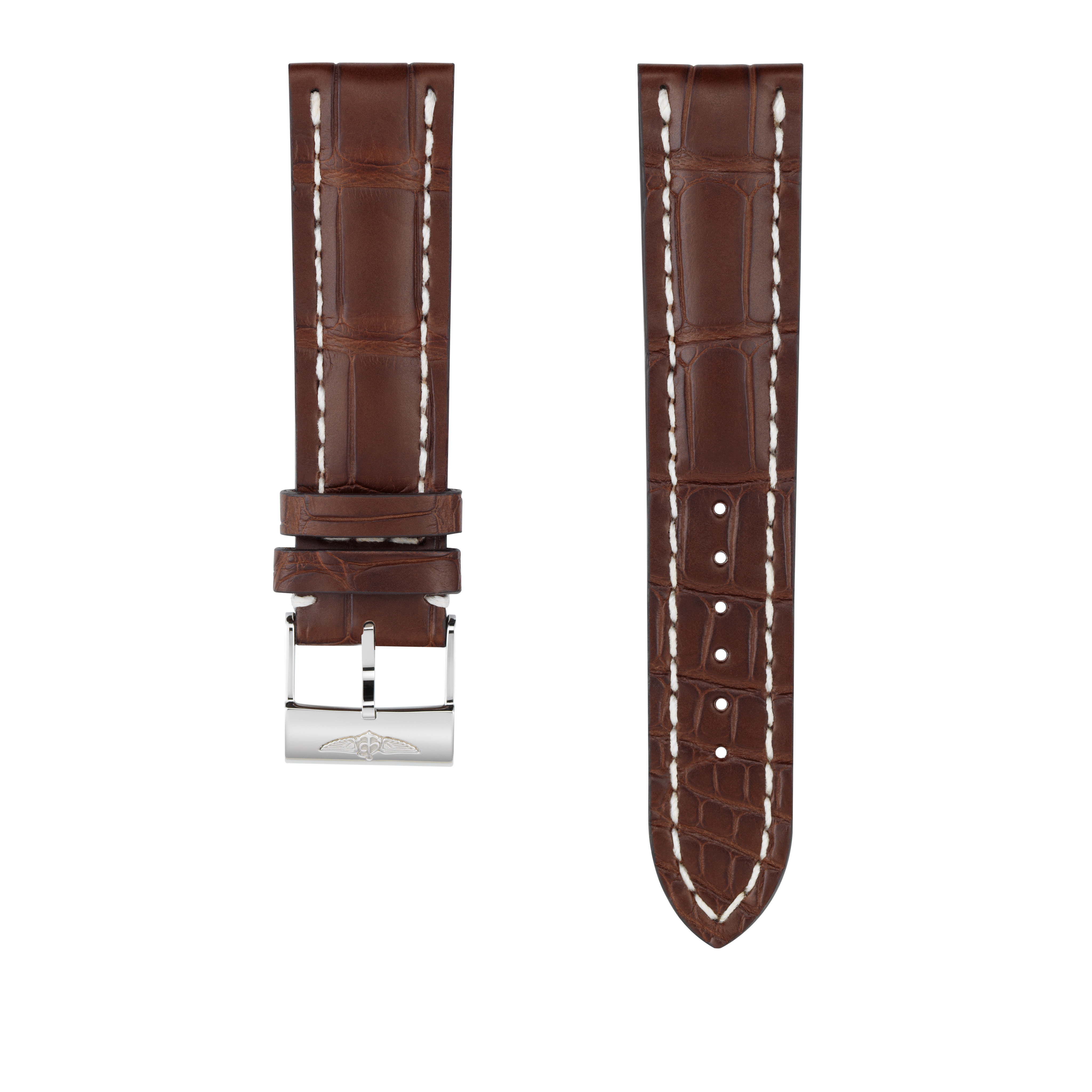 Brown alligator leather strap - 22 mm