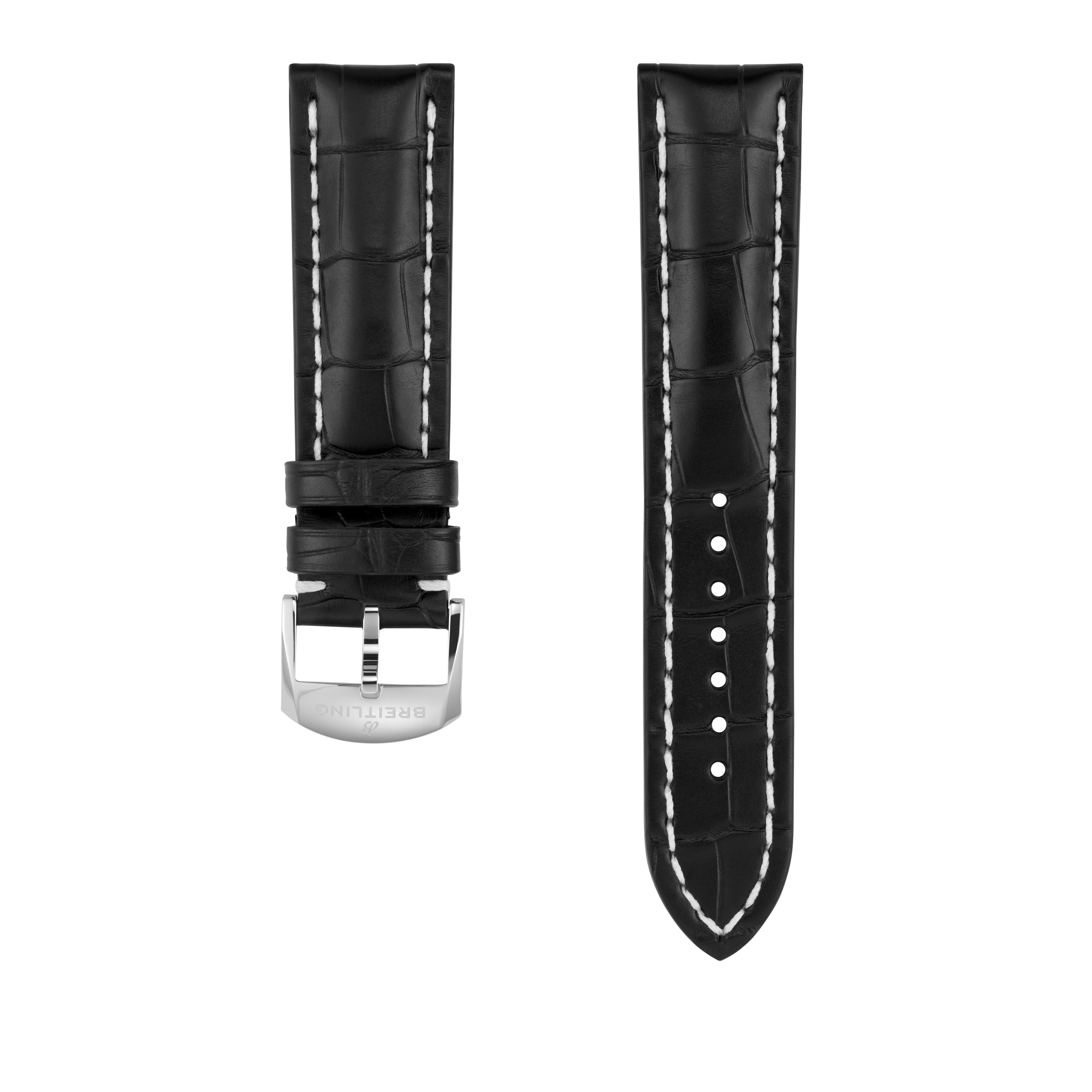 Black alligator leather strap - 22 mm