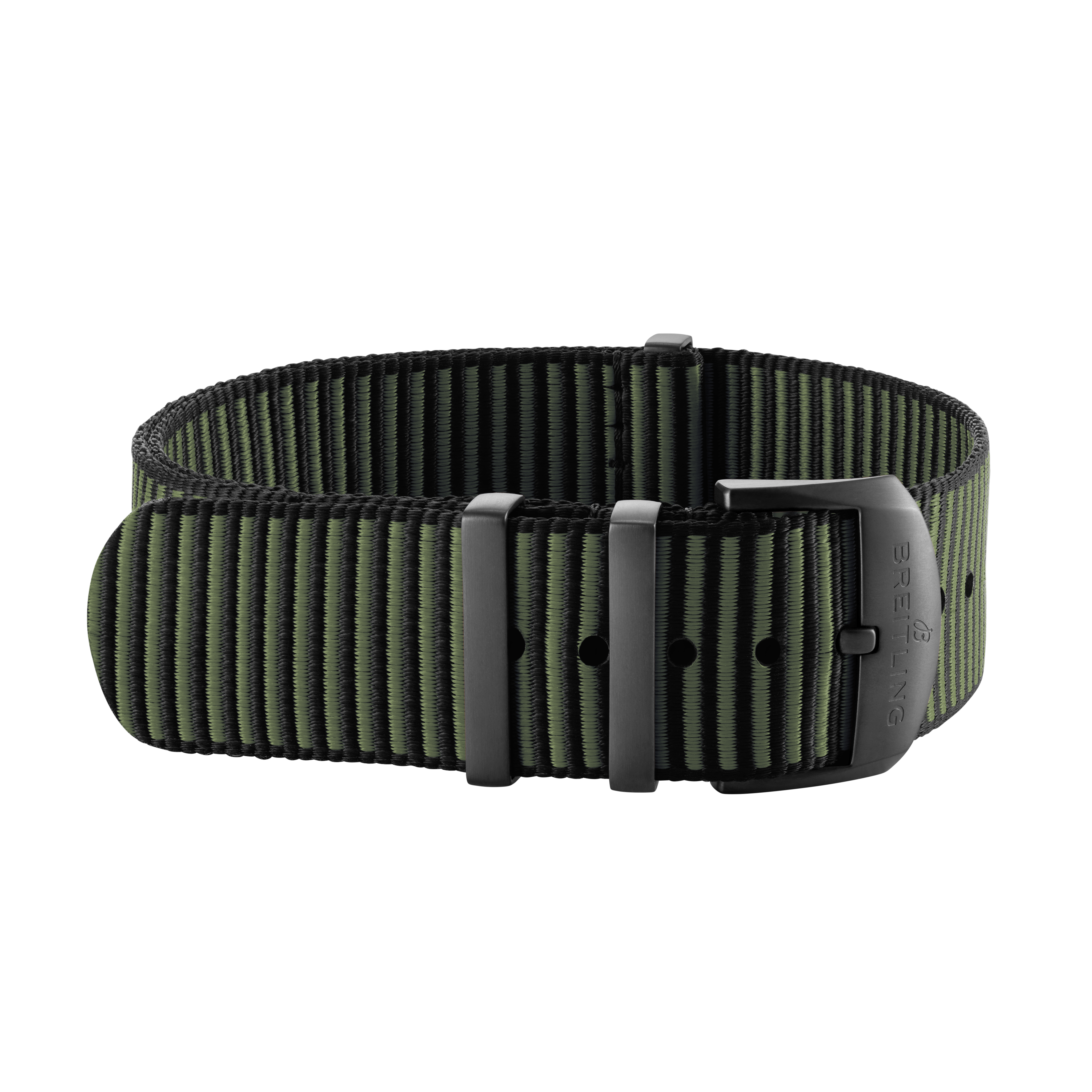 Bracelet une pièce Outerknown en fil ECONYL® kaki (avec passants en acier inoxydable avec revêtement DLC) - 22 mm