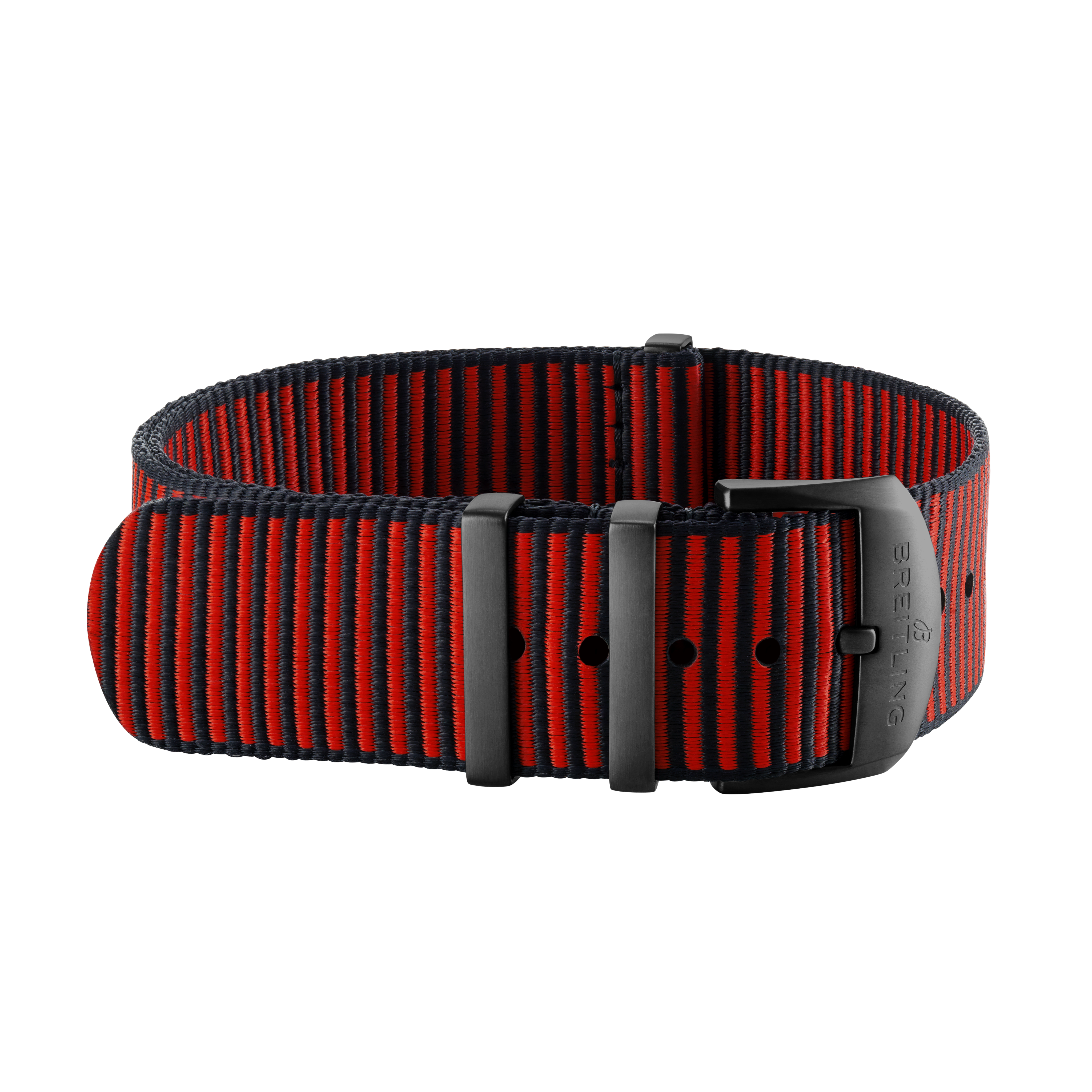 Red Outerknown Econyl®-yarn single-piece strap (with DLC-coated stainless steel keepers) - 22 mm