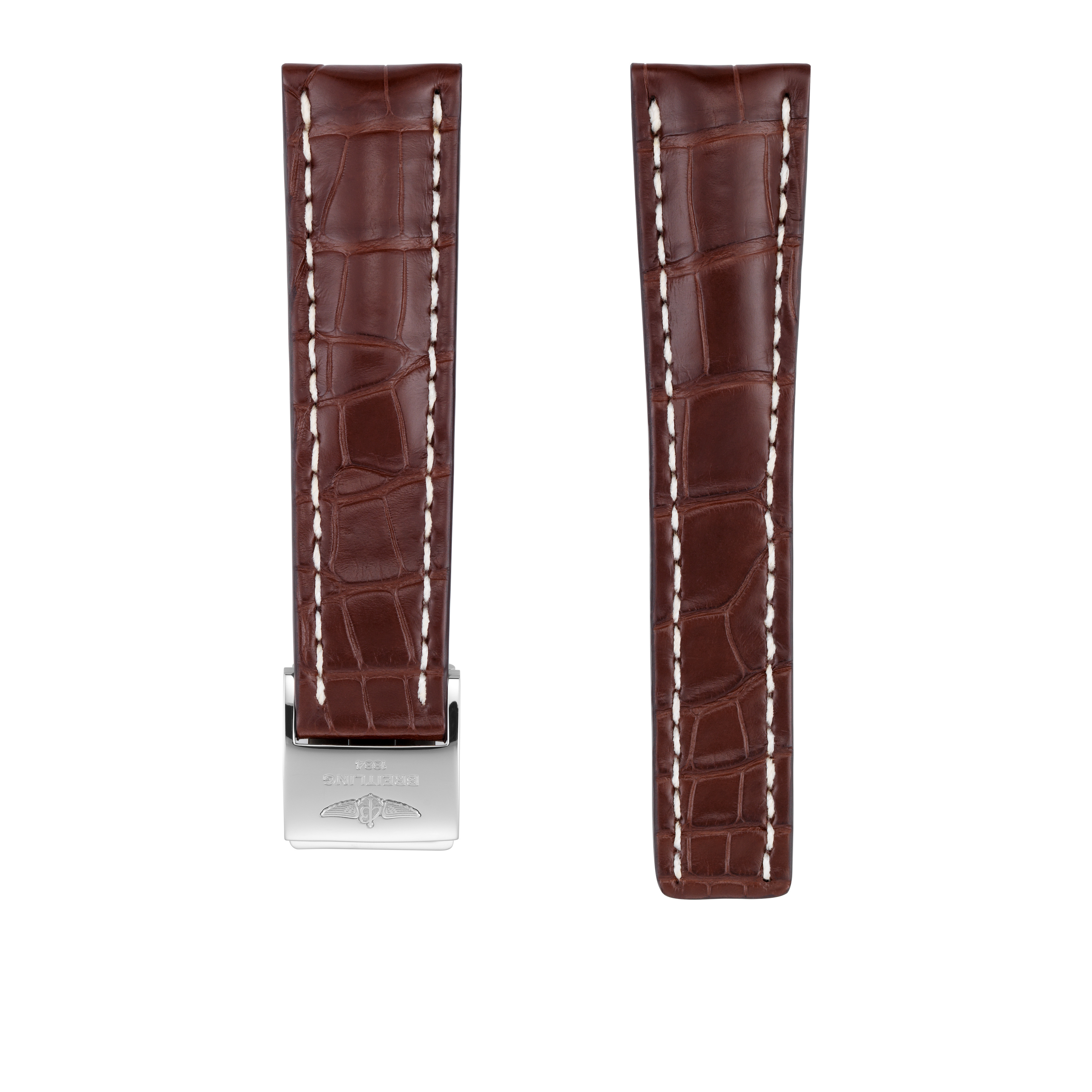 Bracelet en cuir d’alligator marron - 24 mm