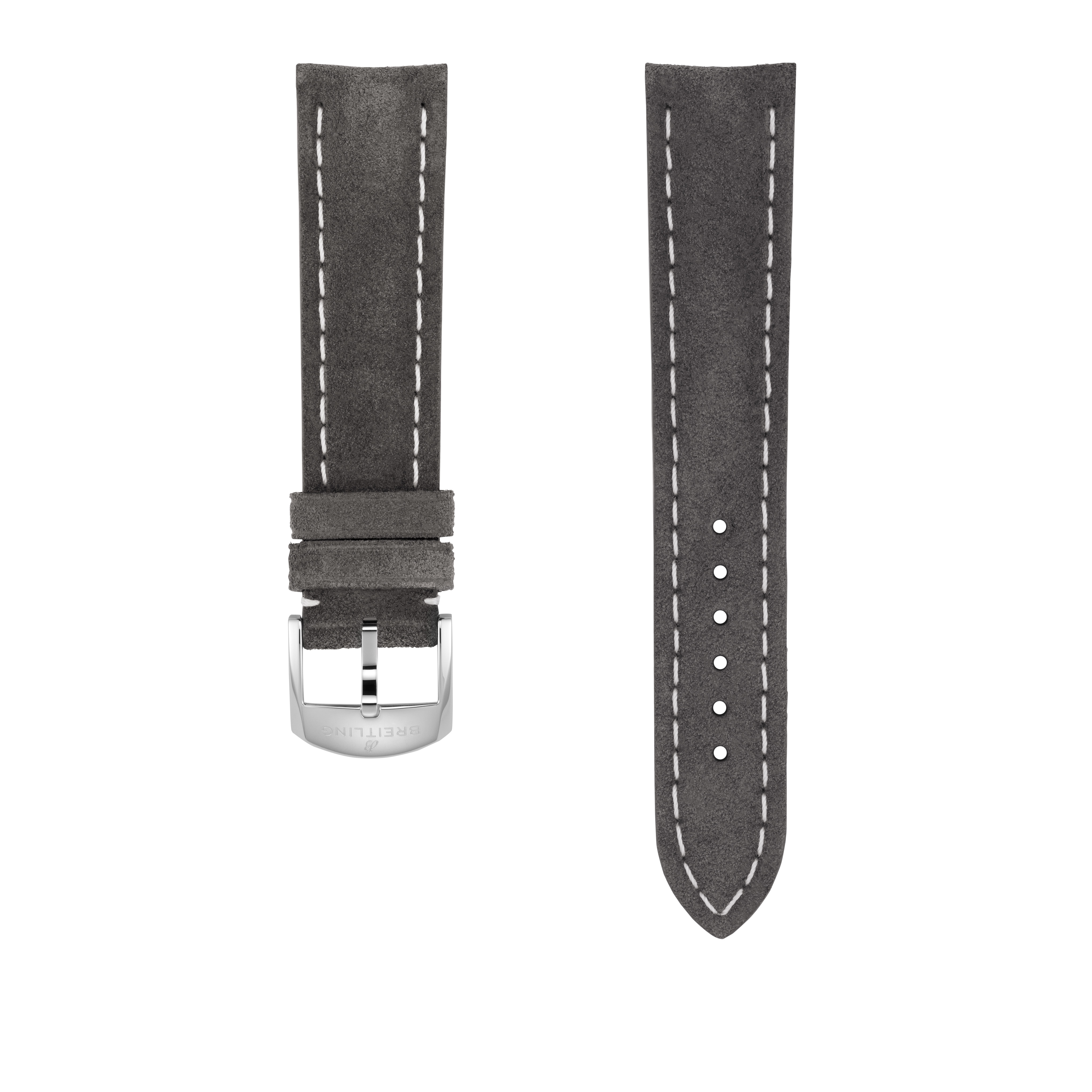 Anthracite nubuck calfskin leather strap - 20 mm