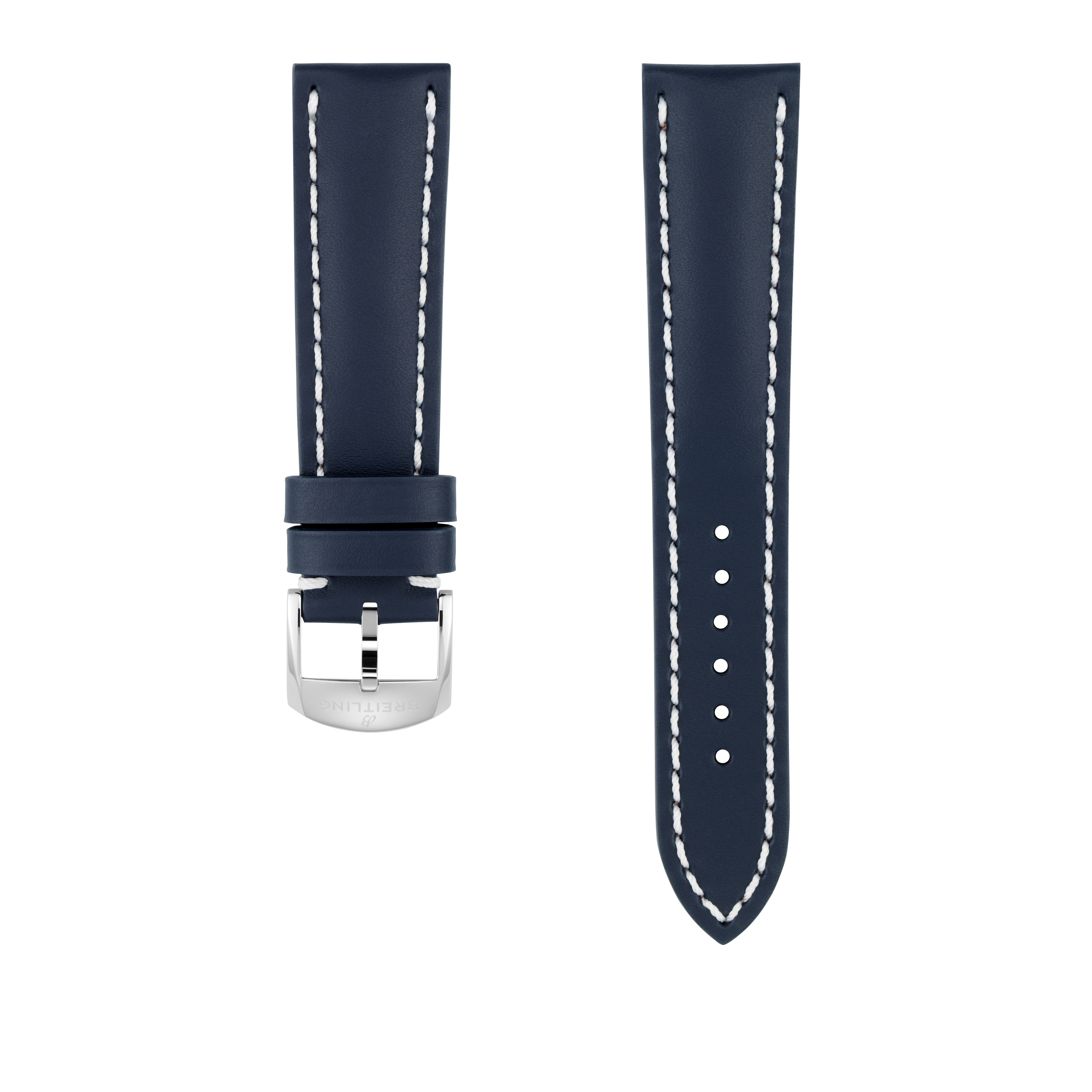 Blue calfskin leather strap - 21 mm