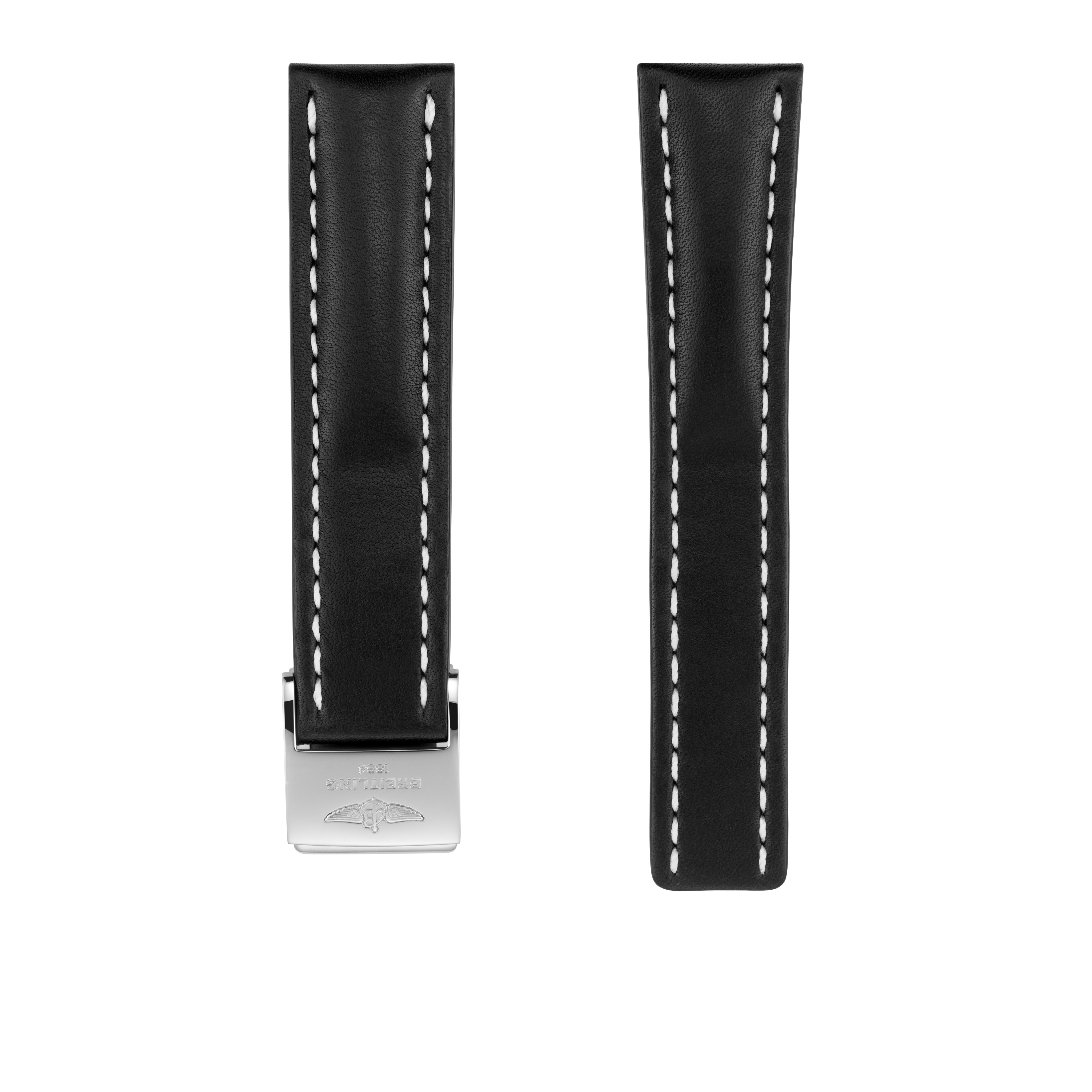 Black novo nappa calfskin leather strap - 22 mm