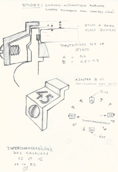 Rider tabs technical drawing, C. 1982