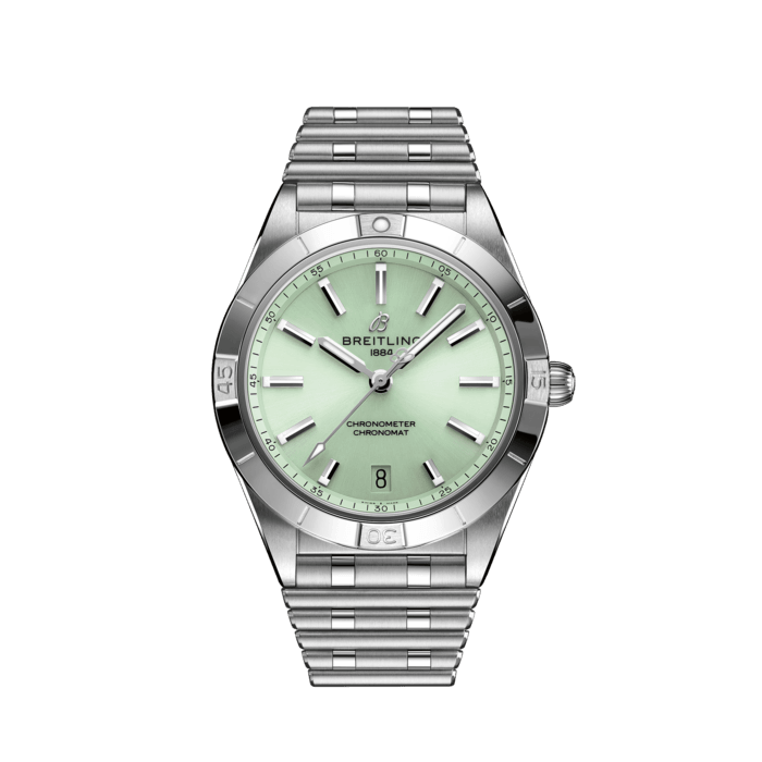 Chronomat Automatic 36, Acero inoxidable - Verde menta
Sofisticado pero a la vez elegante, el Chronomat Automatic 36 de estilo retro-moderno es un reloj versátil, deportivo y distinguido para cada ocasión.