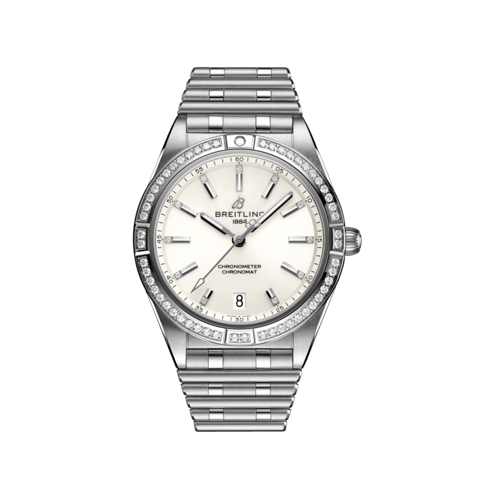 Chronomat Automatic 36, Stainless steel (gem-set) - White
Stylish yet elegant, the modern-retro inspired Chronomat Automatic 36 is the versatile sporty and chic watch for any occasion.