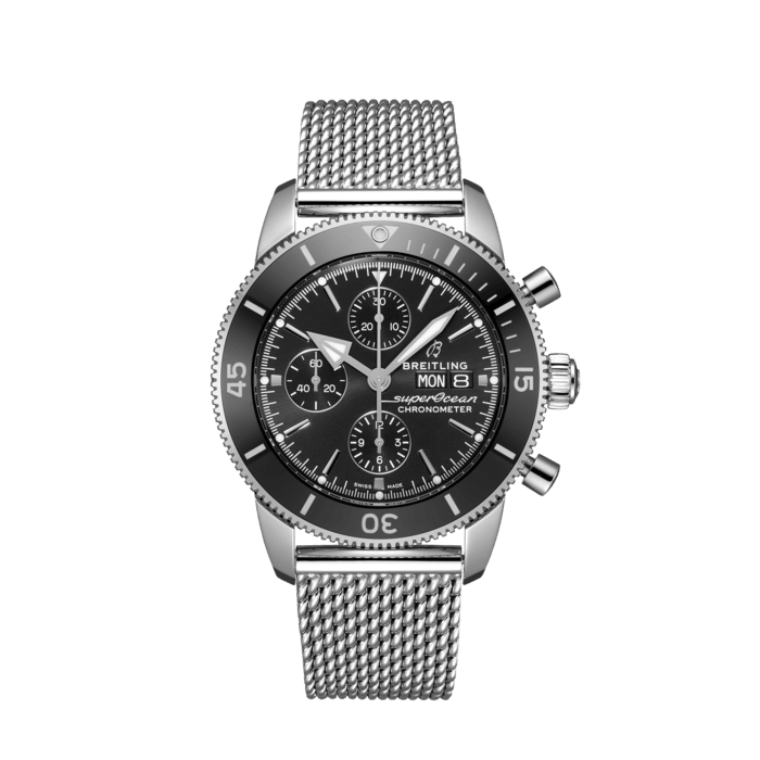 Superocean Heritage Chronograph 44, Stainless steel - Black
Inspired by the original Superocean from the 1950s, the Superocean Heritage combines iconic design features with a modern touch. Sporty and elegant, the Superocean Heritage is a true embodiment of style at sea.