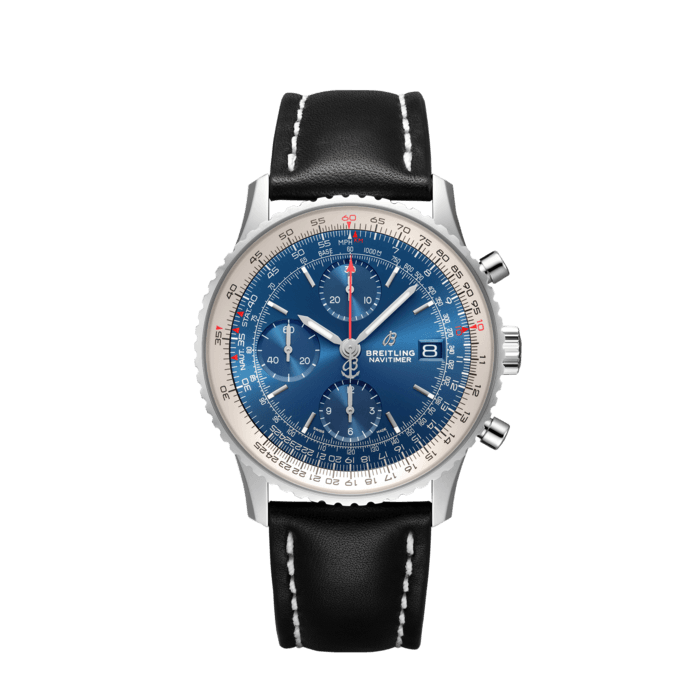 Navitimer Chronograph 41, Stainless steel - Blue
A tribute to the original Navitimer, this version is smaller in diameter featuring a black, blue or silver dial with tone-on-tone counters.