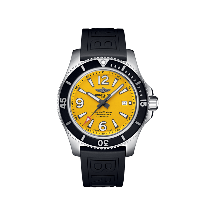 Superocean Automatic 44, Stainless steel - Yellow
Sporty, fresh and colorful, the Superocean Automatic 44 is designed for men looking for a sports watch combining serious performance with contemporary style. It is up to any challenge: dive with it, surf with it or swim with it!