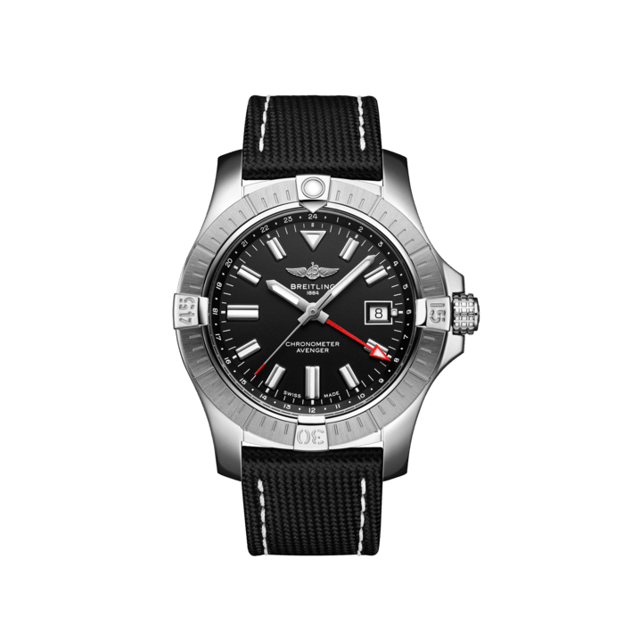 Avenger Automatic GMT 43, Stainless steel - Black
Bold, extremely robust and shock resistant, the Avenger Automatic GMT 43 features an additional red hand indicating a second time zone. As a true Breitling Avenger, it can be used wearing gloves and offers unrivalled safety and reliability to any airborne adventurer.