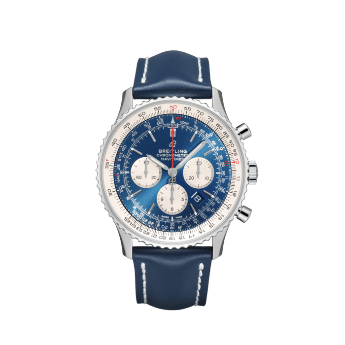 Navitimer B01 Chronograph 46, Stainless steel - Blue
The classic Navitimer features a generous 46 mm diameter accentuating its presence on the wrist and enhancing the originality of its design, while optimizing the readability of the dial and the circular aviation slide rule.