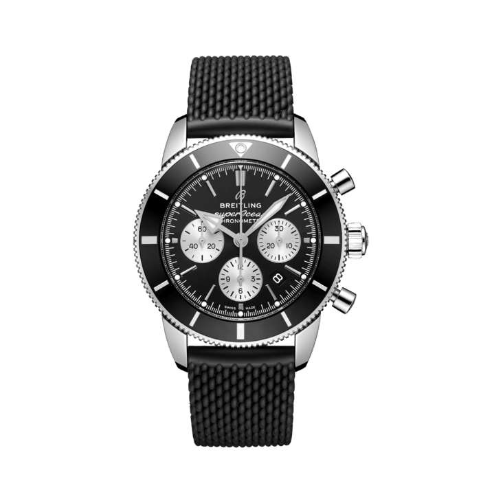 Superocean Heritage B01 Chronograph 44, Stainless steel - Black
Inspired by the original Superocean from the 1950s, the Superocean Heritage combines iconic design features with a modern touch. Sporty and elegant, the Superocean Heritage is a true embodiment of style at sea.