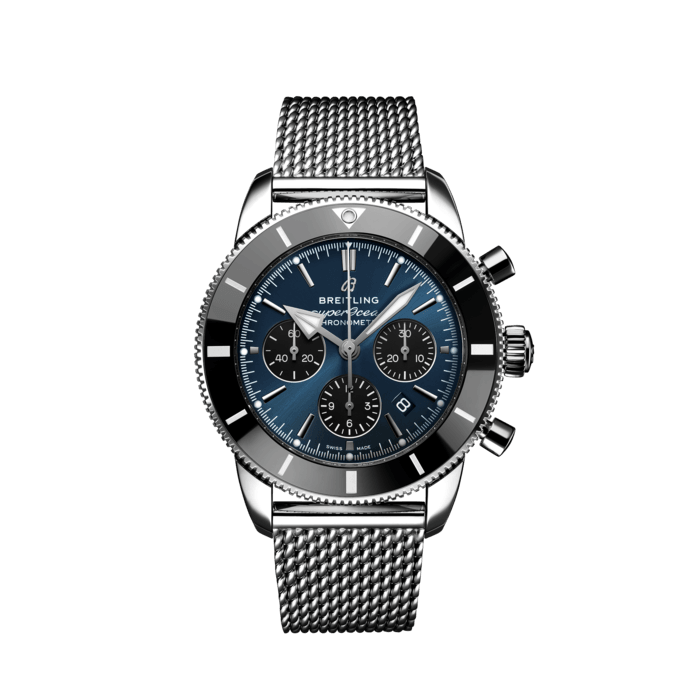 Superocean Heritage B01 Chronograph 44, Edelstahl - Blau
Inspiriert von der Original-SuperOcean aus den 1950er-Jahren kombiniert die Superocean Heritage die legendären Designmerkmale mit modernem Flair. «Modisch zu Wasser» lautet das Credo der Superocean Heritage, dem sie mit ihrem sportlich-eleganten Look alle Ehre macht.