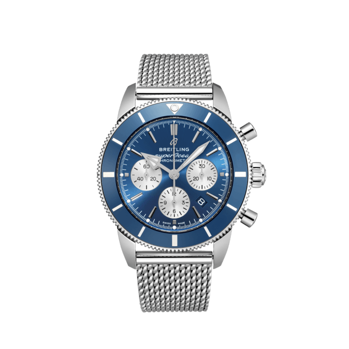 Superocean Heritage B01 Chronograph 44, Stainless steel - Blue
Inspired by the original Superocean from the 1950s, the Superocean Heritage combines iconic design features with a modern touch. Sporty and elegant, the Superocean Heritage is a true embodiment of style at sea.