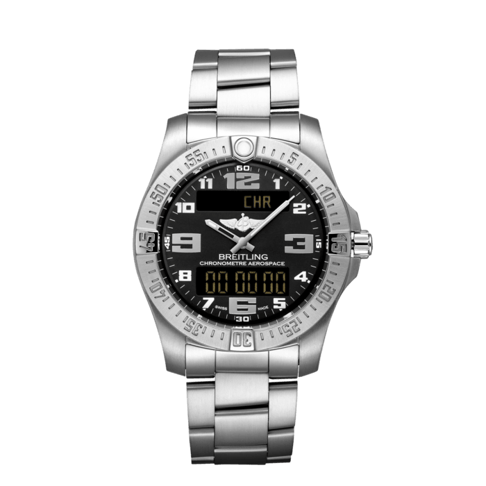 Aerospace EVO, Titanium - Black
In 1985, Breitling launched the Aerospace, an innovative, multifunction chronograph equipped with state-of-the-art Swiss technology.