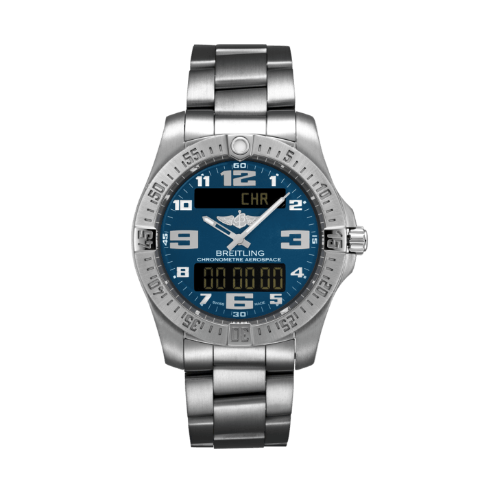 Aerospace EVO, Titan - Blau
1985 lancierte Breitling die Aerospace, einen innovativen, multifunktionalen Chronographen mit aktuellster Schweizer Technologie.