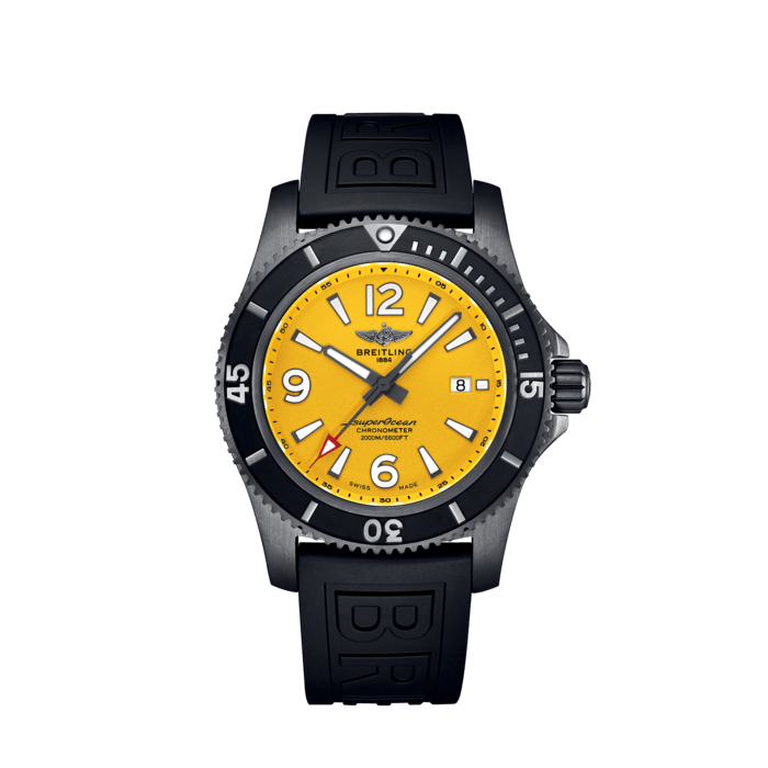 Superocean Automatic 46 Black Steel, DLC-coated stainless steel - Yellow
Sporty, colorful and bold, the Superocean Automatic 46 is designed for daring men looking for a sports watch combining exceptional performance with contemporary style. It is up to any challenge: dive with it, surf with it or swim with it!