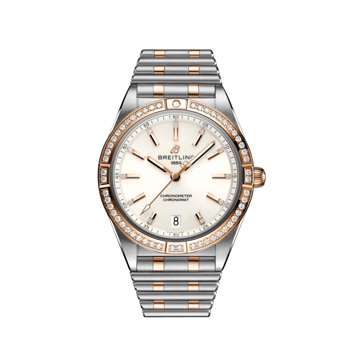 Chronomat Automatic 36, Stainless steel & 18k red gold (gem-set) - White
Stylish yet elegant, the modern-retro inspired Chronomat Automatic 36 is the versatile sporty and chic watch for any occasion.