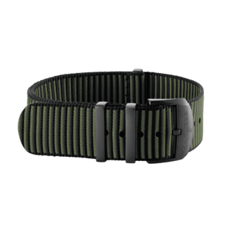 Khakifarbenes, einteiliges Outerknown-Armband aus ECONYL® (mit Halterungen aus DLC-beschichtetem Edelstahl) - 22 mm