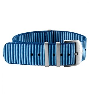 Cinturino monopezzo in filo ECONYL® Outerknown azzurro (passanti in acciaio inossidabile) - 18 mm