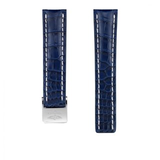 Blue alligator leather strap - 22 mm