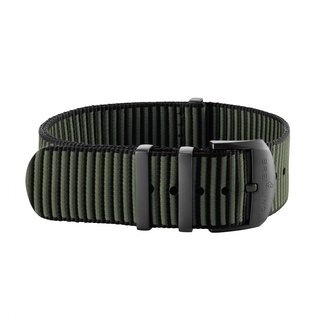 Kaki Outerknown Econyl®-yarn single-piece strap (with DLC-coated stainless steel keepers) - 24 mm