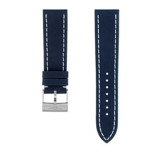 Bracelet en cuir de veau militaire bleu - 22 mm