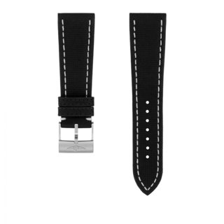 Anthracite military calfskin leather strap - 24 mm