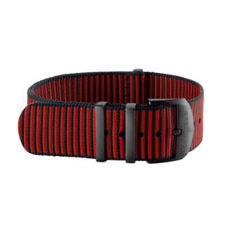 Bracelet une pièce Outerknown en fil ECONYL® rouge (avec passants en acier inoxydable avec revêtement DLC) - 22 mm