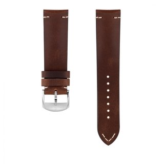 Brown drakkar calfskin leather strap - 22 mm