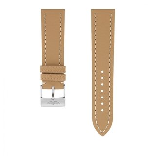 Beige military calfskin leather strap - 22 mm